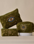 Evil Eye Olive Utility Pouch Set of 3
