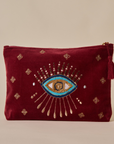 Evil Eye Maroon Utility Pouch Set of 3