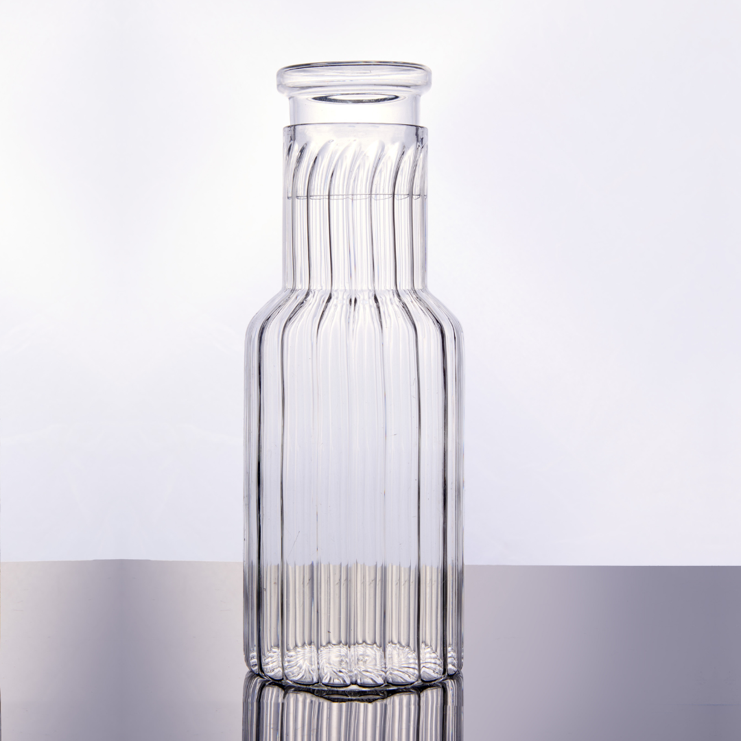 Fluted Glass Carafe With Lid