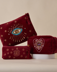 Evil Eye Maroon Utility Pouch Set of 3