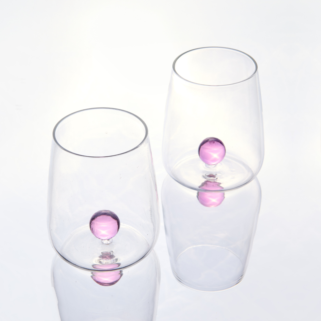 Handblown Drinking Glass - Pink (Set Of 2)