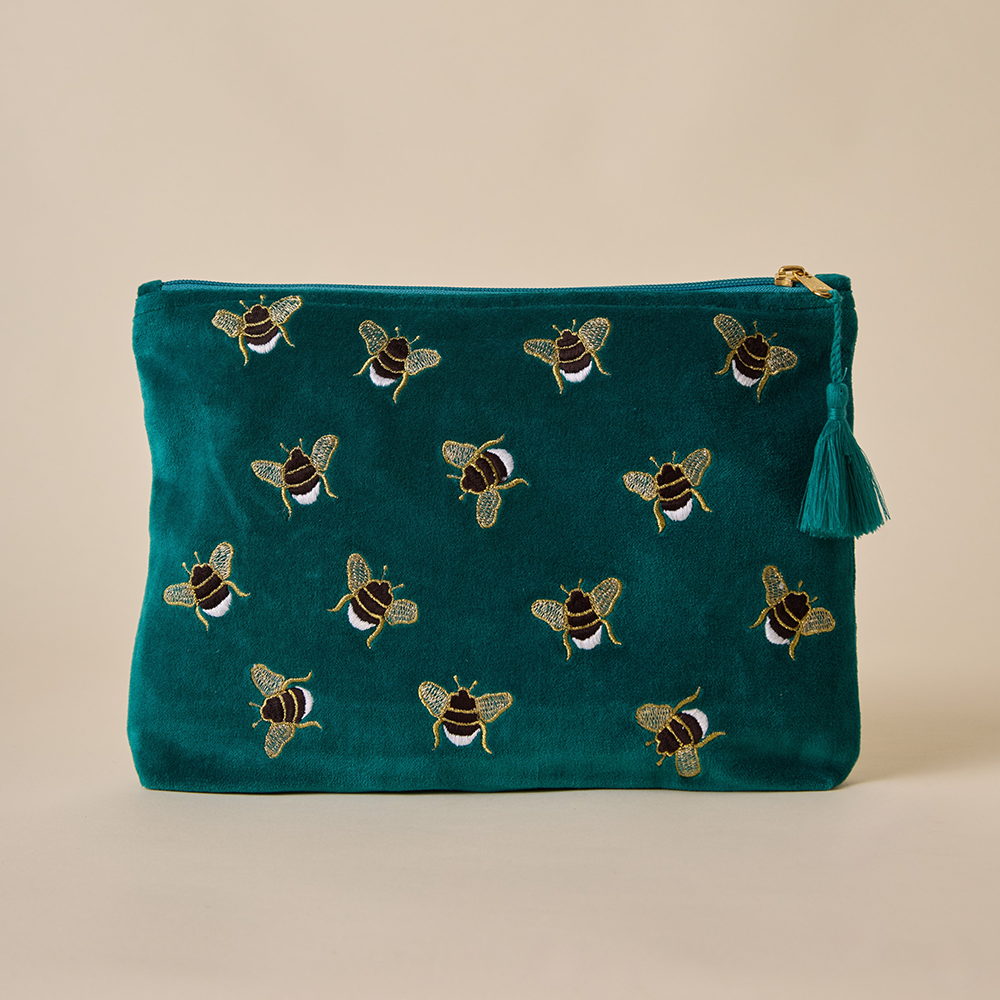 Teal Velvet Travel Pouch