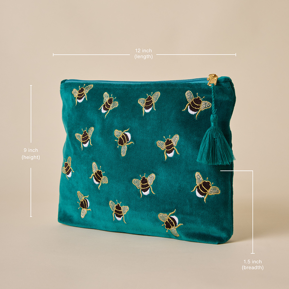 Teal Velvet Travel Pouch