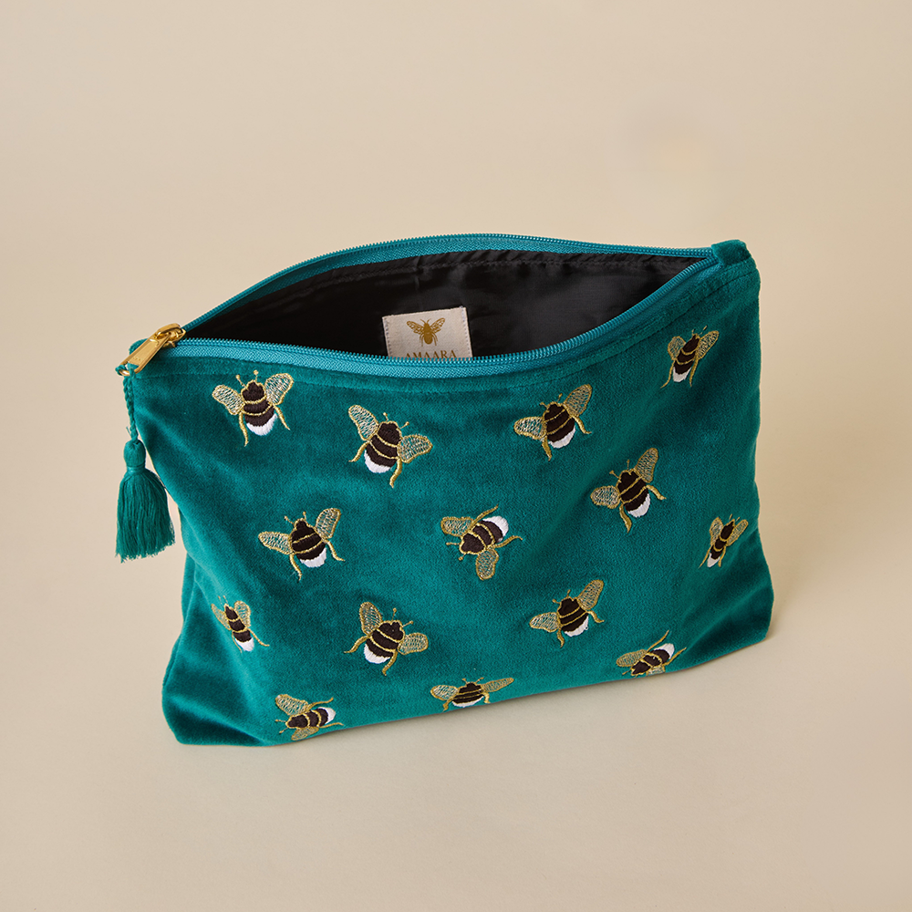 Teal Velvet Travel Pouch