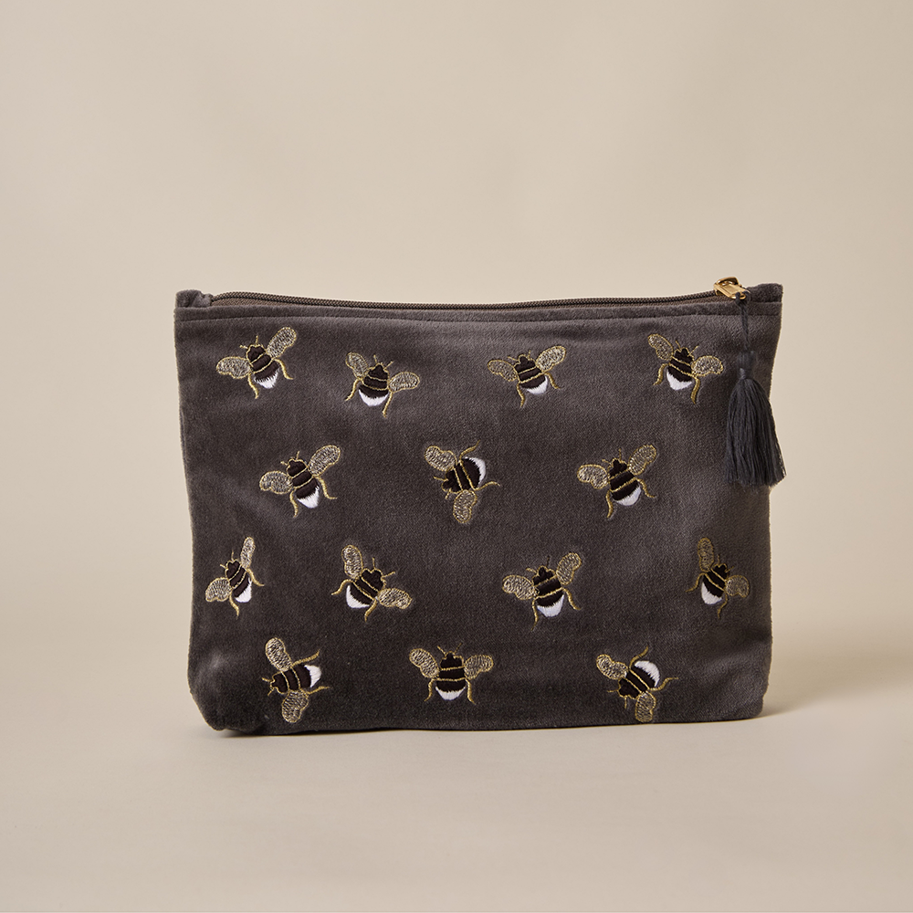 Grey Velvet Travel Pouch