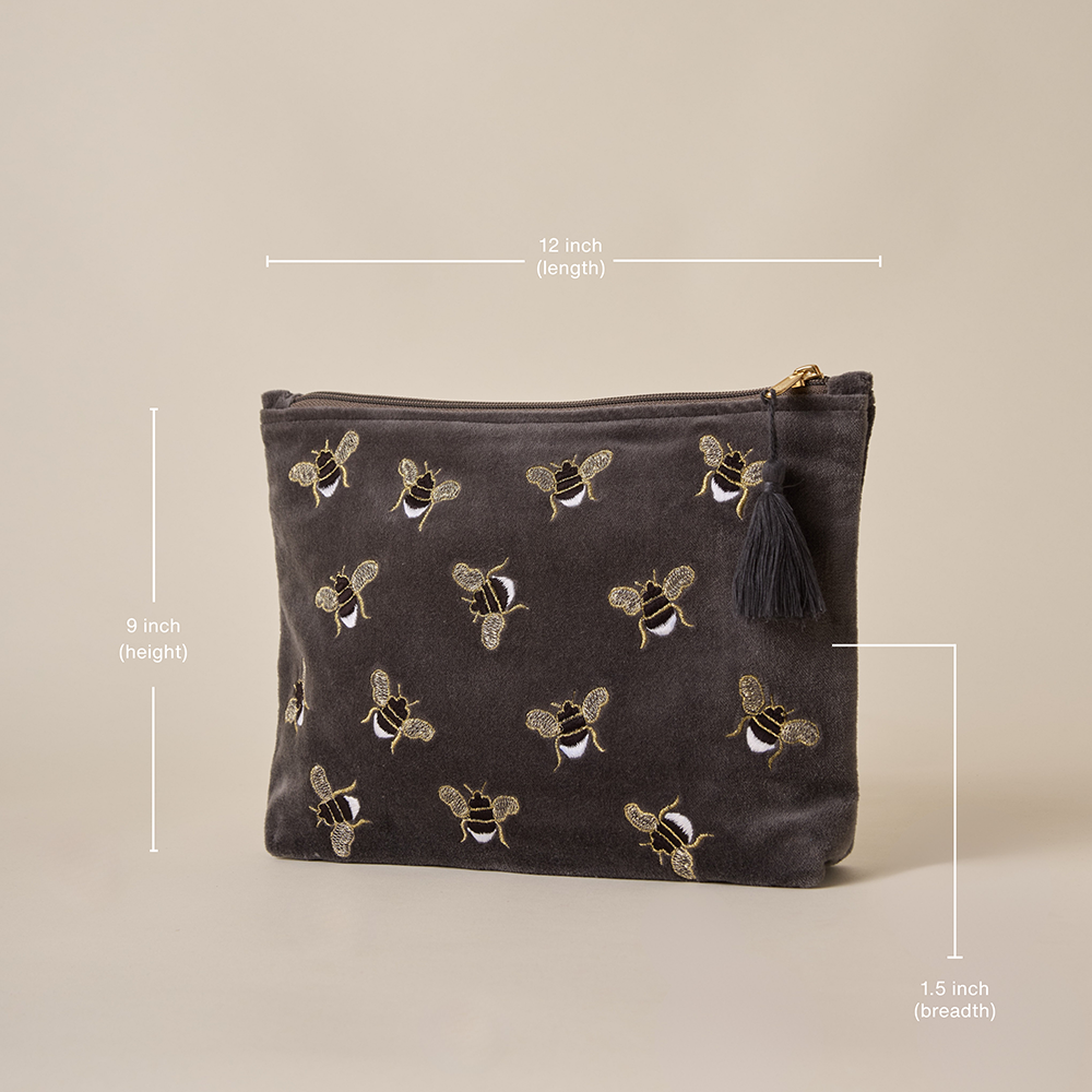 Grey Velvet Travel Pouch