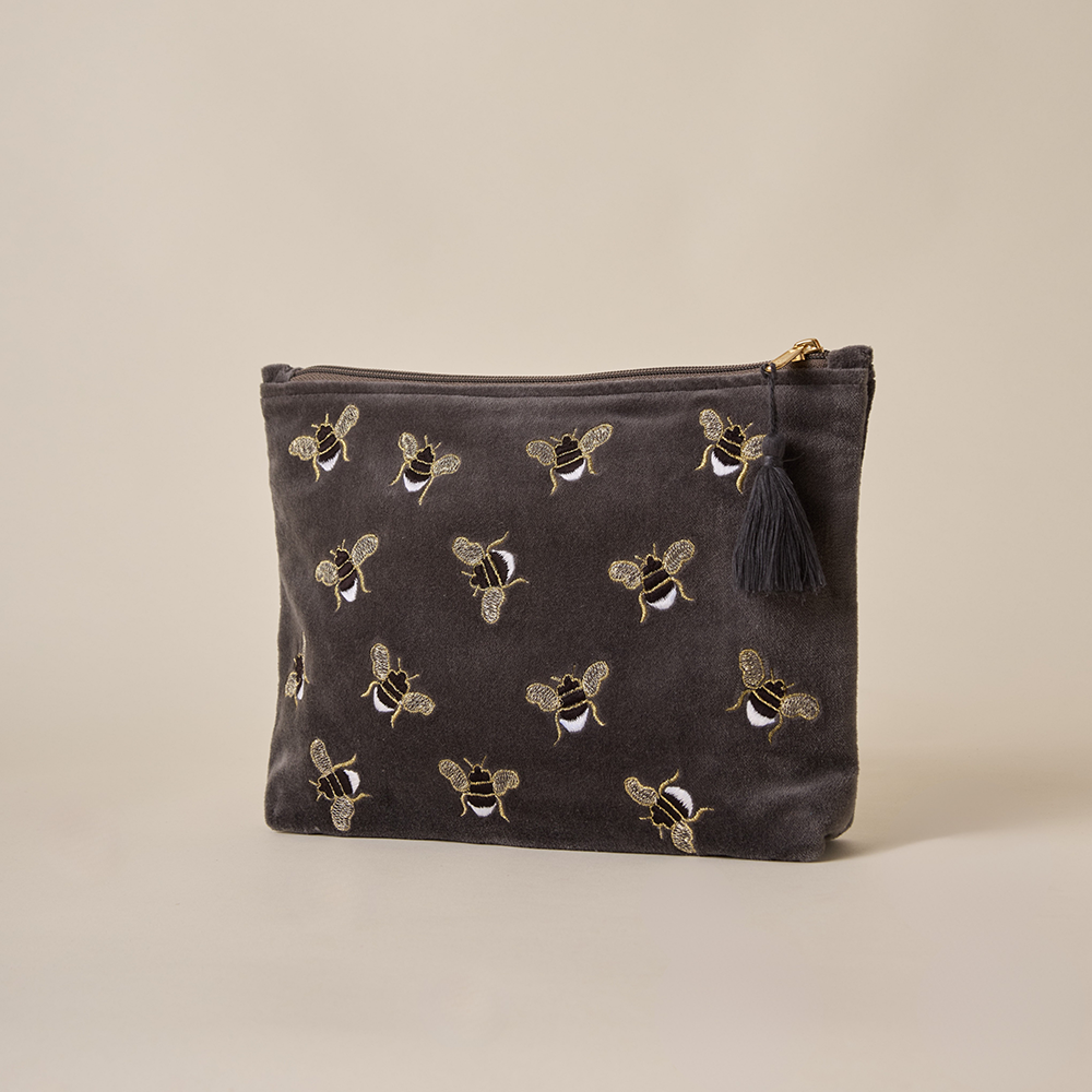 Grey Velvet Travel Pouch