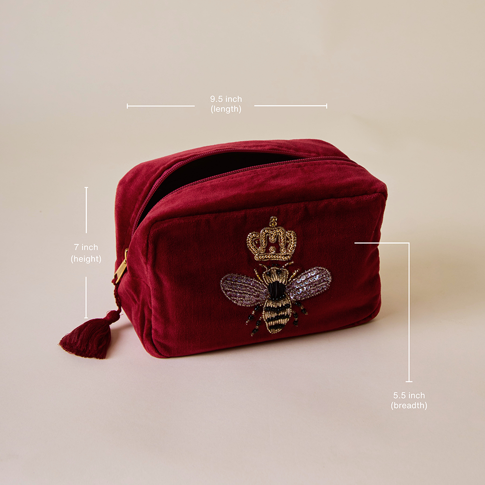 Bumble Bee Travel Pouch (Set Of 3)- Maroon