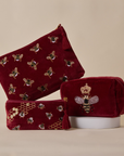 Bumble Bee Maroon Utility Pouch Set of 3