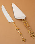 Totem Stainless Steel & Brass Cake Knives - Set of 2