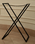 Peony Black Hand-Painted Rectangular Metal Tray with Attached Stand