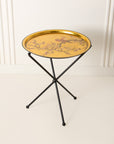 Sakura Black & Gold Hand-Painted Round Foldable Metal Tray Table
