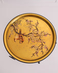Sakura Black & Gold Hand-Painted Round Foldable Metal Tray Table