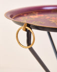 Rosa Maroon Hand-Painted Round Foldable Metal Tray Table
