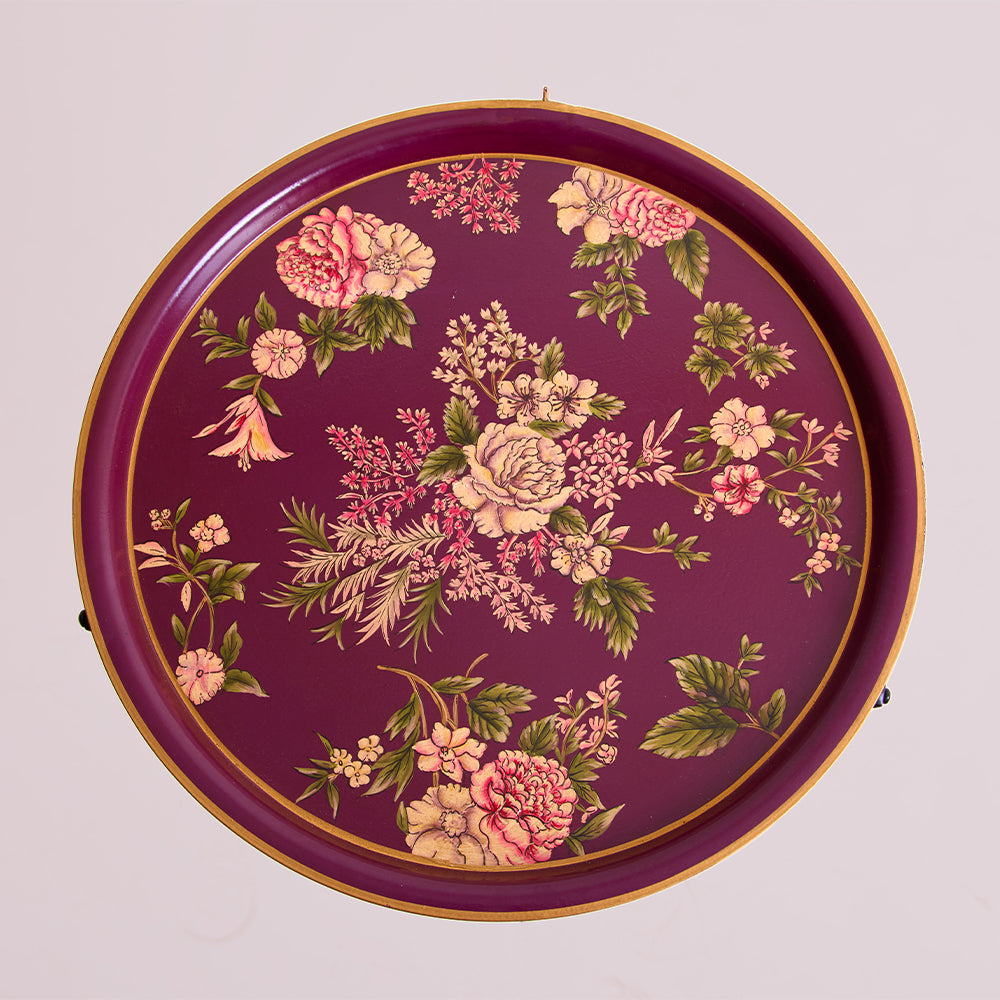 Rosa_Handpainted_Butler_Tray_Round_Amaara_Home