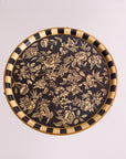 Peony Black Hand-Painted Round Foldable Metal Tray Table