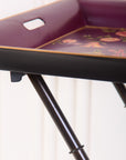Rosa Maroon Hand-Painted Rectangular Foldable Metal Tray Table