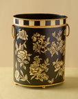 Peony Monochrome Hand-Painted Planter & Wastepaper Bin