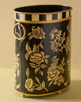 Peony Monochrome Hand-Painted Planter & Wastepaper Bin