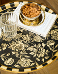 Peony Black Hand-Painted Round Foldable Metal Tray Table