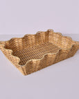Handwoven Rattan Scalloped Décor Tray
