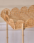 Rattan Scalloped Rectangular Side Table