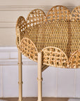 Handwoven Rattan Scalloped Round Side Table