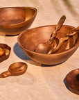 Nami Brown Wooden Salad Bowl with Matching Servers