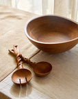 Nami Brown Wooden Salad Bowl with Matching Servers
