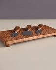 Moku Brown Rectangular Wooden Serving Platter & Cheese Knives Set
