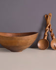 Nami Brown Wooden Salad Bowl with Matching Servers