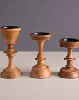 Hikari Brown Wooden Candle Holders - Set of 3