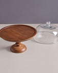 Shibui Wooden Cake Stand with Glass Cloche