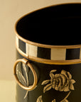 Peony Monochrome Hand-Painted Planter & Wastepaper Bin