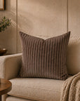 Striped Brown Velvet Cushion Cover