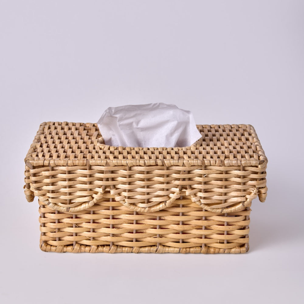 Rattan Scalloped Tissue Box - Rectangle (Large)