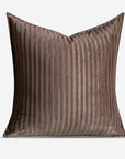 Striped Brown Velvet Cushion Cover