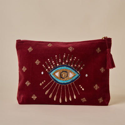 Evil Eye Travel Pouch - Maroon