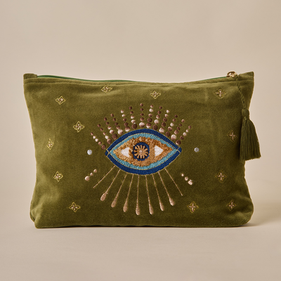 Evil Eye Travel Pouch - Olive