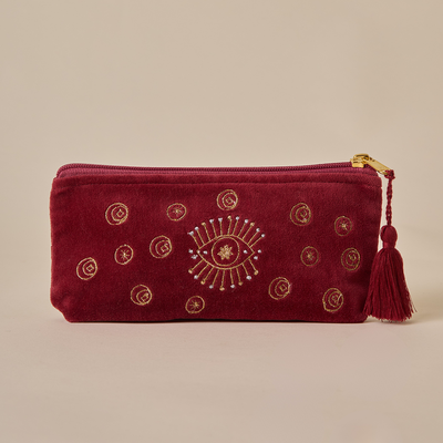 Evil Eye Pencil Pouch - Maroon