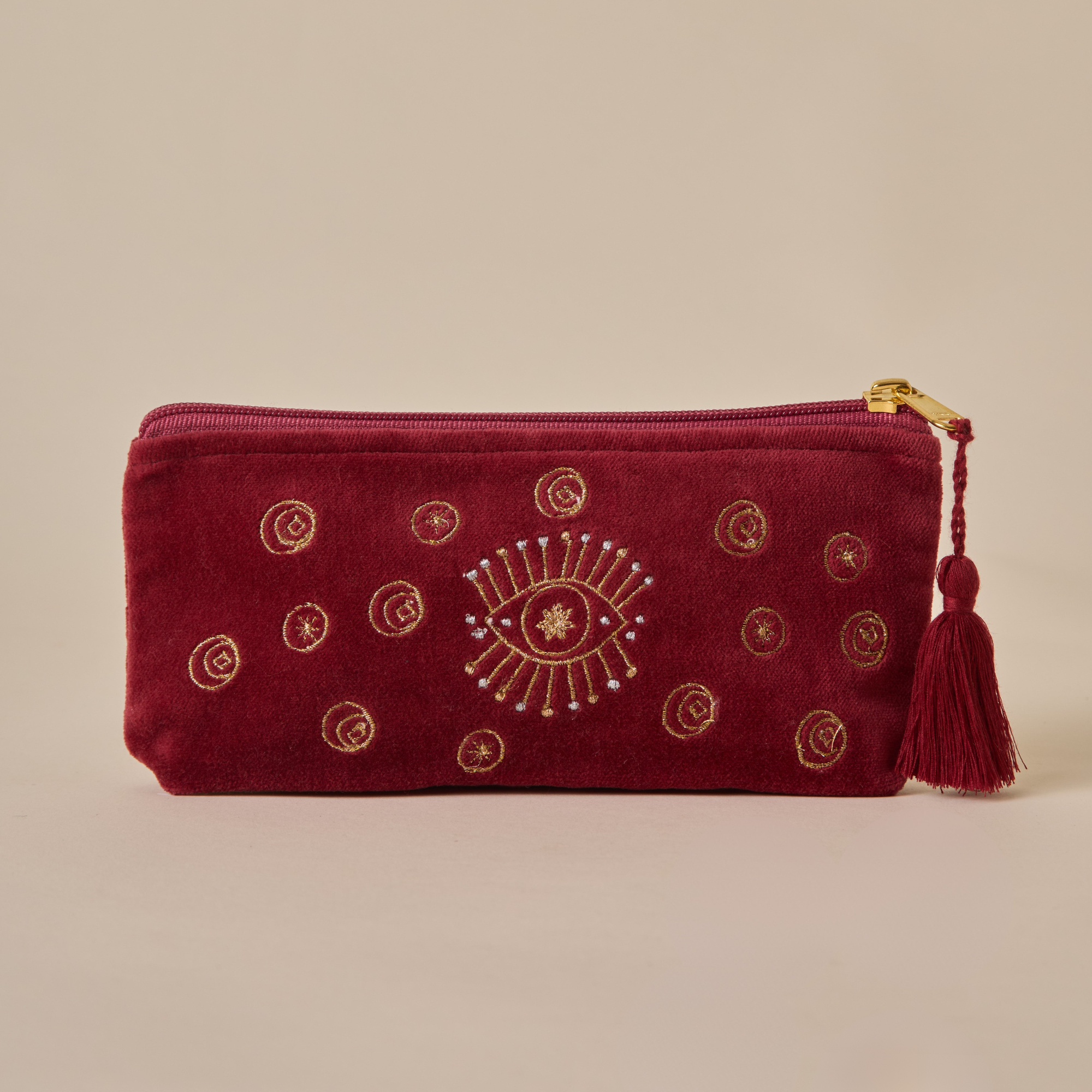 Evil Eye Maroon Utility Pouch Set of 3