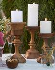 Hikari Brown Wooden Candle Holders - Set of 3