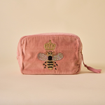 Tea Rose Pink Velvet Makeup Pouch - Amaara Home