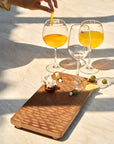 Moku Brown Rectangular Wooden Serving Platter & Cheese Knives Set