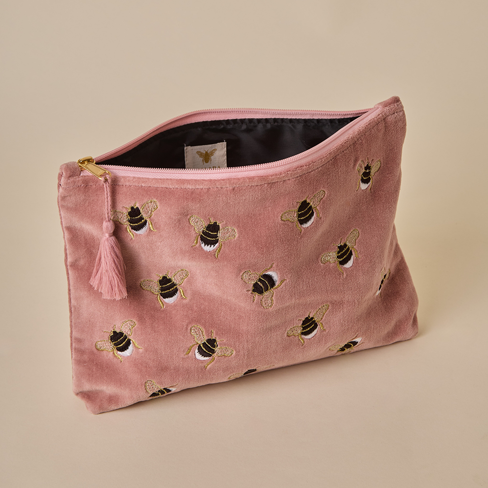 Tea Rose Pink Velvet Travel Pouch - Amaara Home