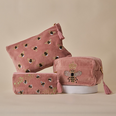 Bumble Bee Travel Pouch (Set Of 3)- Tea Rose