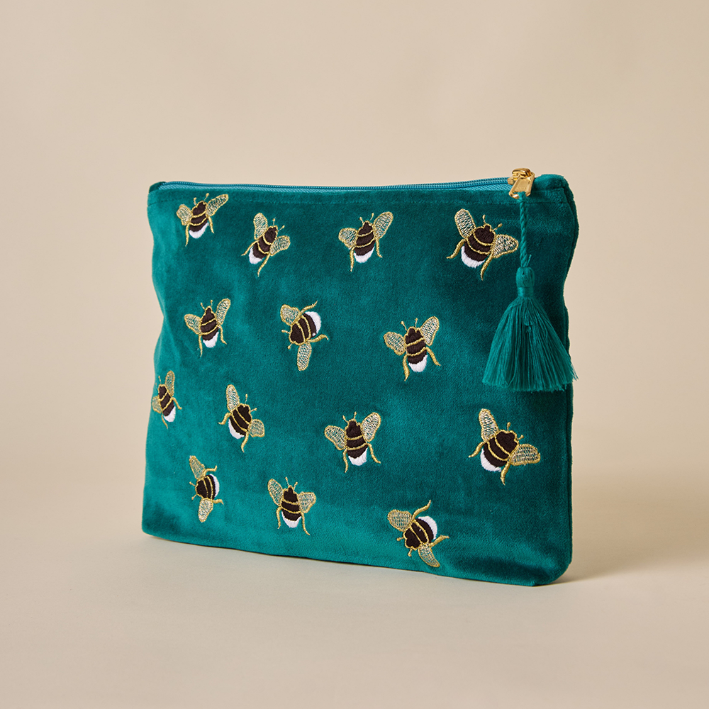Teal Velvet Travel Pouch
