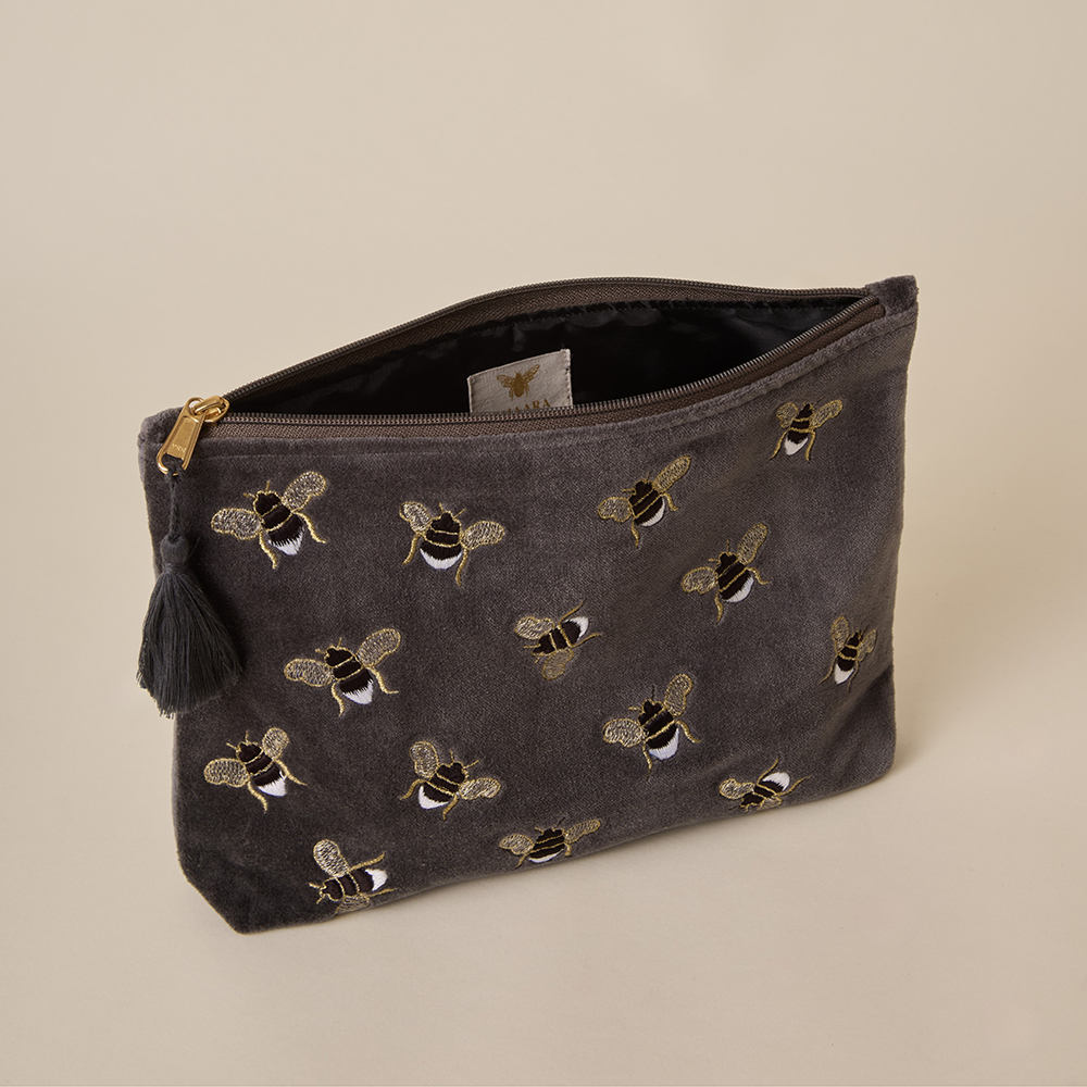 Grey Velvet Travel Pouch