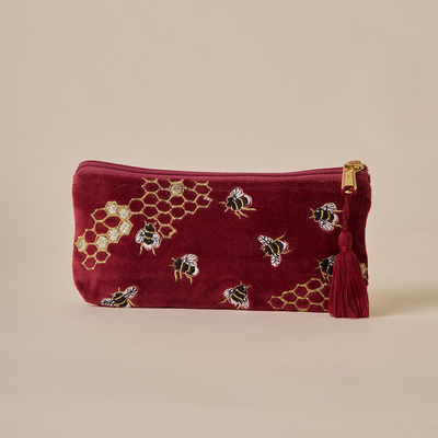 Bumble Bee Pencil Pouch - Maroon