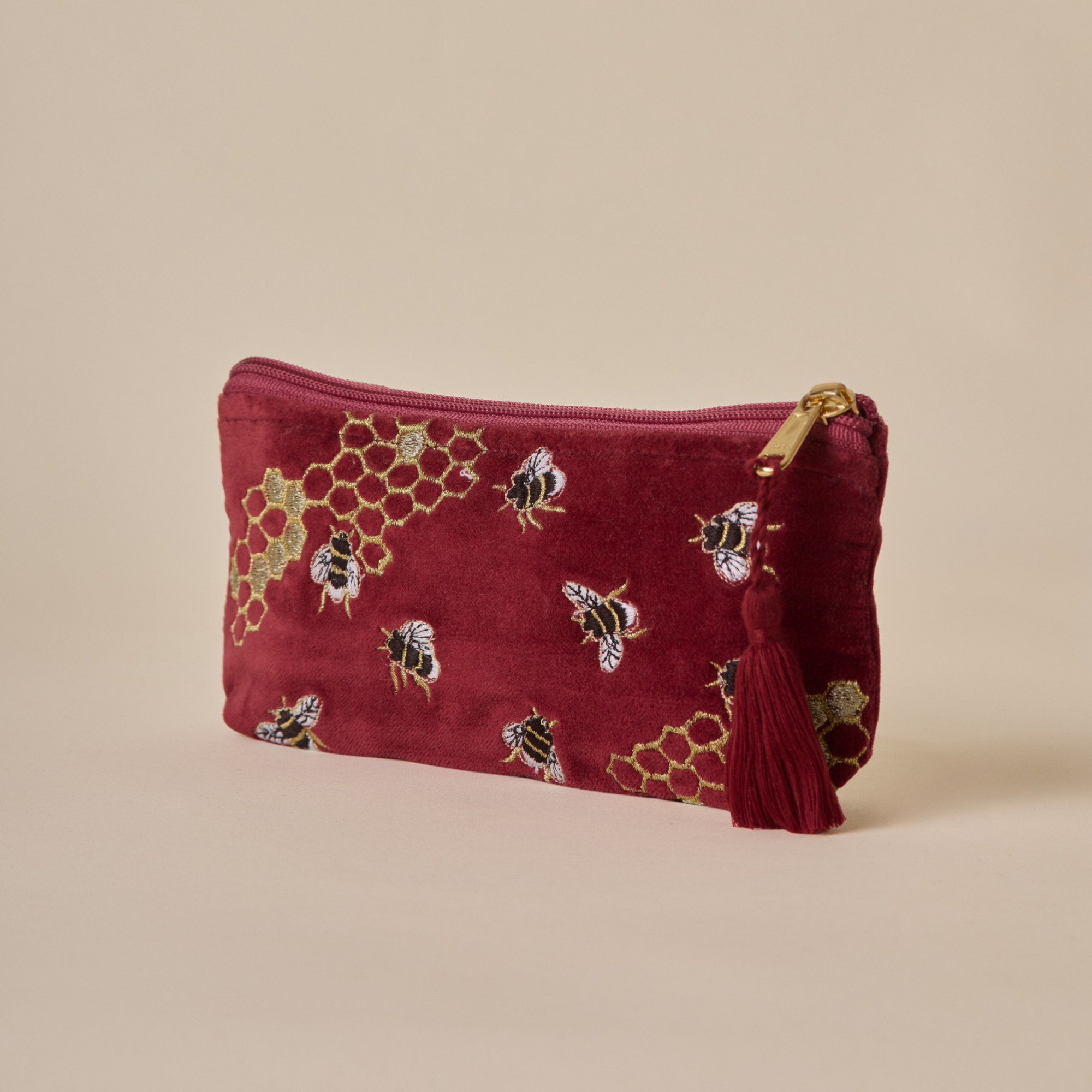 Bumble Bee Maroon Pencil Pouch
